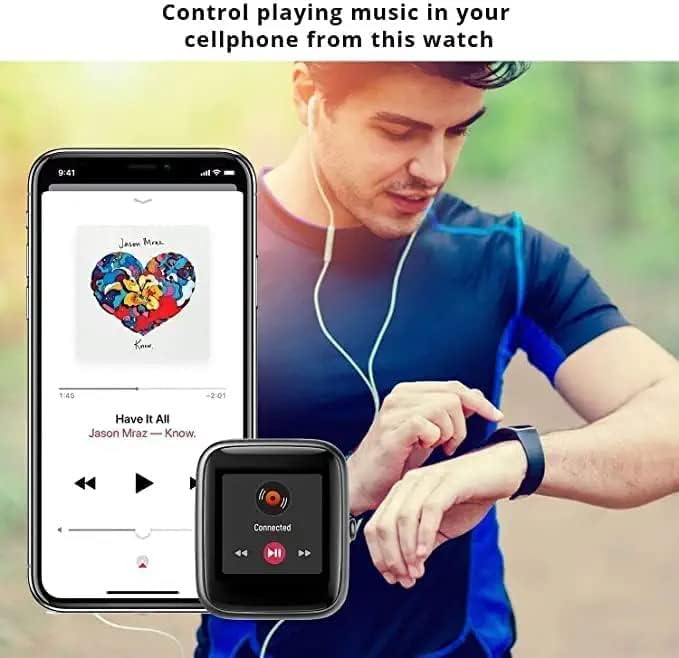 mi Smart Watch for Kids Boys Girls 09-12 Years Old - ID116 Plus Men Man Women Bluetooth Fitness Band Watch with Heart Rate Activity Tracker Waterproof, Calorie Counter, Blood Pressure, OLED - Black