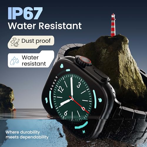 GOBOULT Newly Launched Crown Pro Smart Watch 2.01'' AMOLED, BT Calling, Working Crown, Zinc Alloy Frame, AI Voice Assistant, SpO2 Monitoring, 120+ Sports Mode (Metal Black)