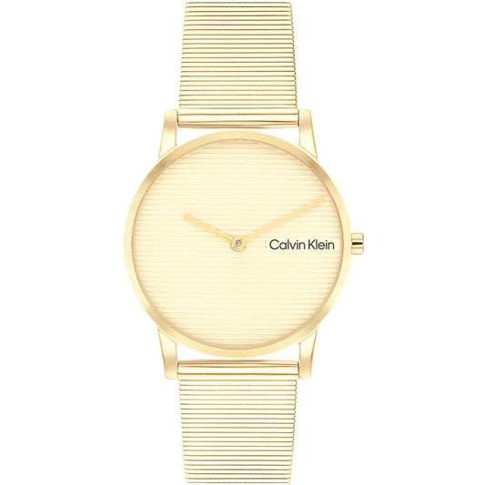 Calvin Klein Ck Feel Qtz Basic Slim Light Gold Round Dial Women's Watch|Stainless Steel Material|Multi Color Band - 25100035