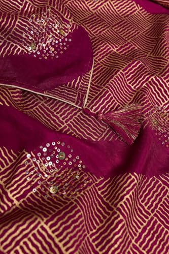 Taneira Women Purple Viscose Embroidered Saree with Unstitched Blouse Piece (SAIP01AC1417-Purple)