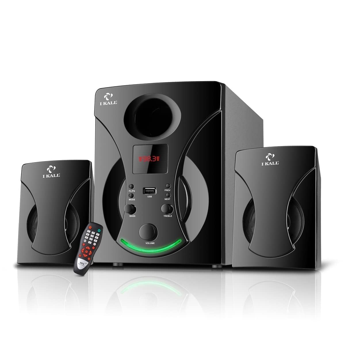 IKALL IK22 Premium Speaker System | 40W Sound | Bluetooth, USB, Aux Connectivity | Stylish Design | 2.1 Channel (Black)