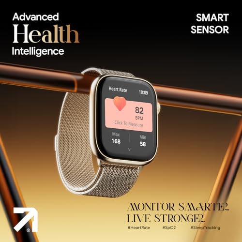 Fire-Boltt Ring S Smart Watch 1.96" Super AMOLED Display Bluetooth Calling, Voice Assistant, SpO2 & Heart Rate Monitor, 120+ Sports Modes, IP67 Waterproof Smartwatch for Men & Women - Wine