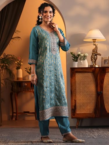 Libas Art Woven Design Silk blend Straight Kurta set for Women (49786AS)