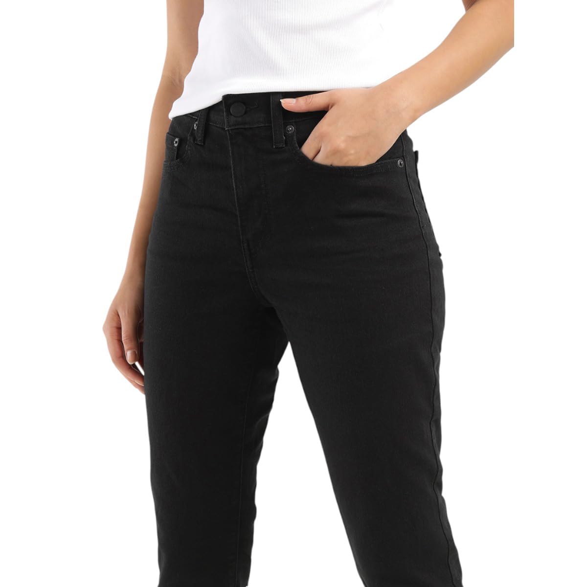 Levi's Women's High Rise Straight Jeans (001Uf-0005_Black
