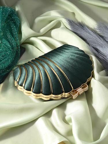 TOOBA Women's Synthetic Green Handicraft Beautiful Bling Box Clutch Bag for Wedding, Banquet, Gift Family, & Friends