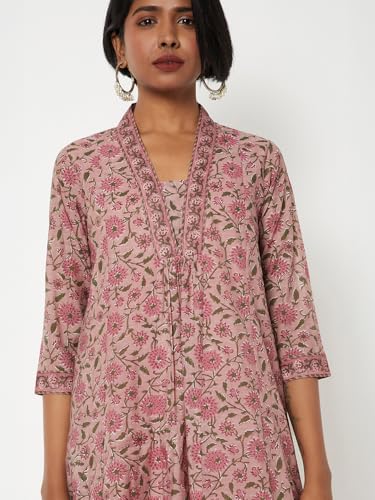 Max Women Floral Print A-line Kurta Set (Pink_L)