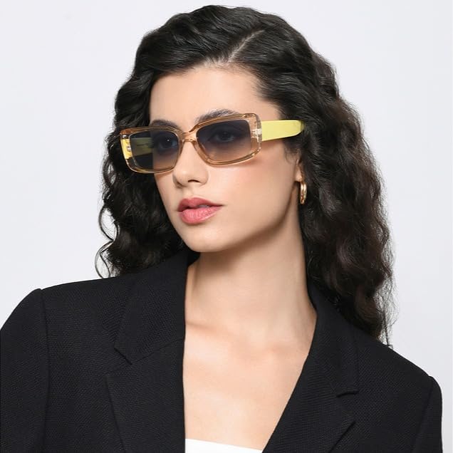 VINCENT CHASE EYEWEAR By Lenskart | Brown-Blue Full Rim Square | Stardust | Branded Latest And Stylish Sunglasses | Polarized And 100% Uv Protected | For Women | Large | Vc S17057