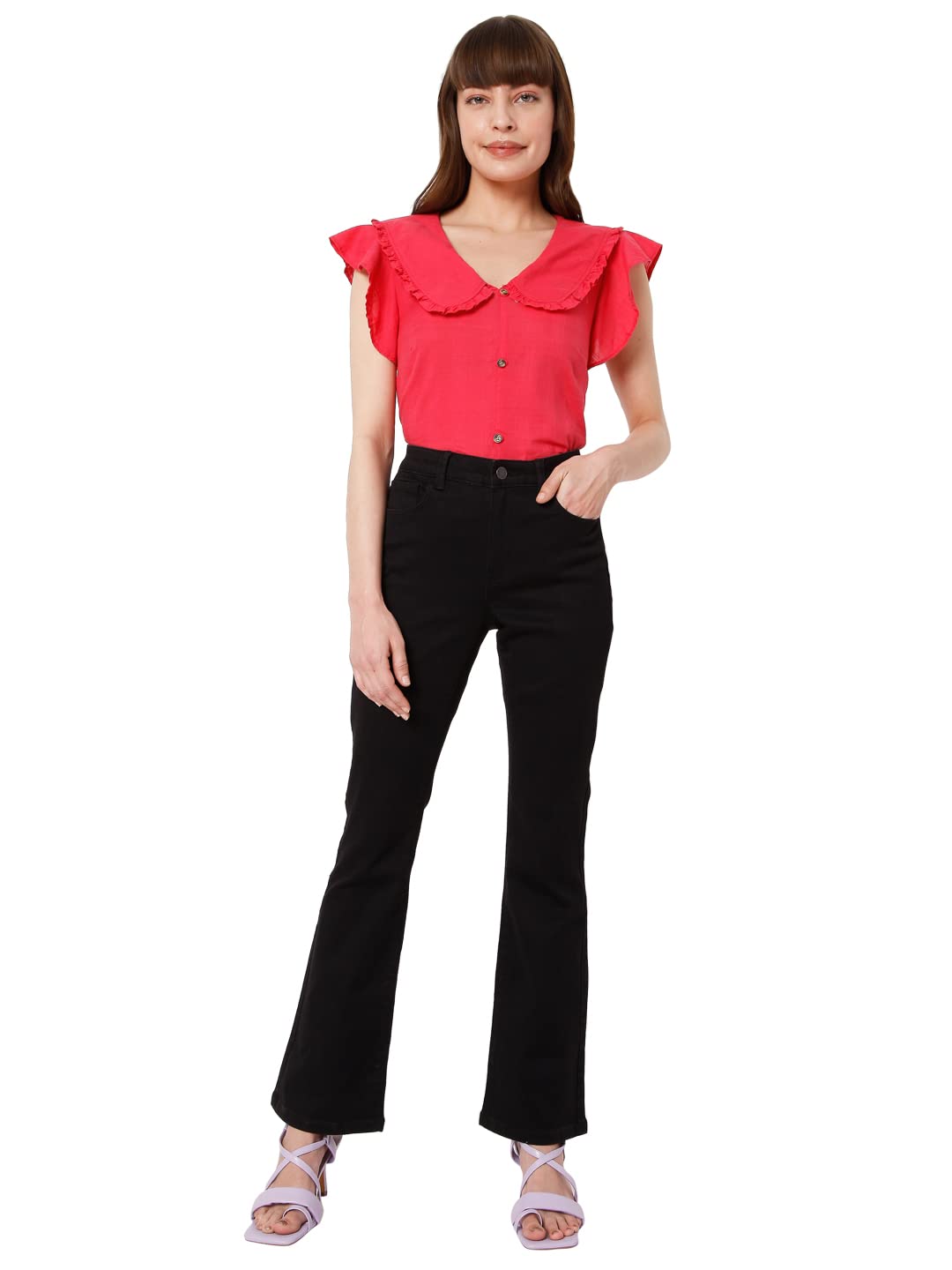 VERO MODA Women's Bootcut fit Black Classic Jeans_30