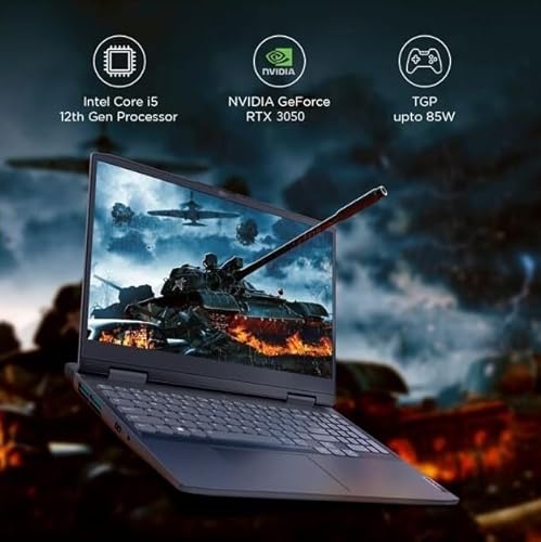 Lenovo IdeaPad Gaming 3 12th Gen Intel Core i5 12450H 15.6" (39.62cm) FHD IPS 120Hz Gaming Laptop (16GB/512GB SSD/Win11/Office 21/NVIDIA RTX 3050 4GB/Alexa/3 Mon Game Pass/Onyx Grey/2.3Kg), 82S9017TIN