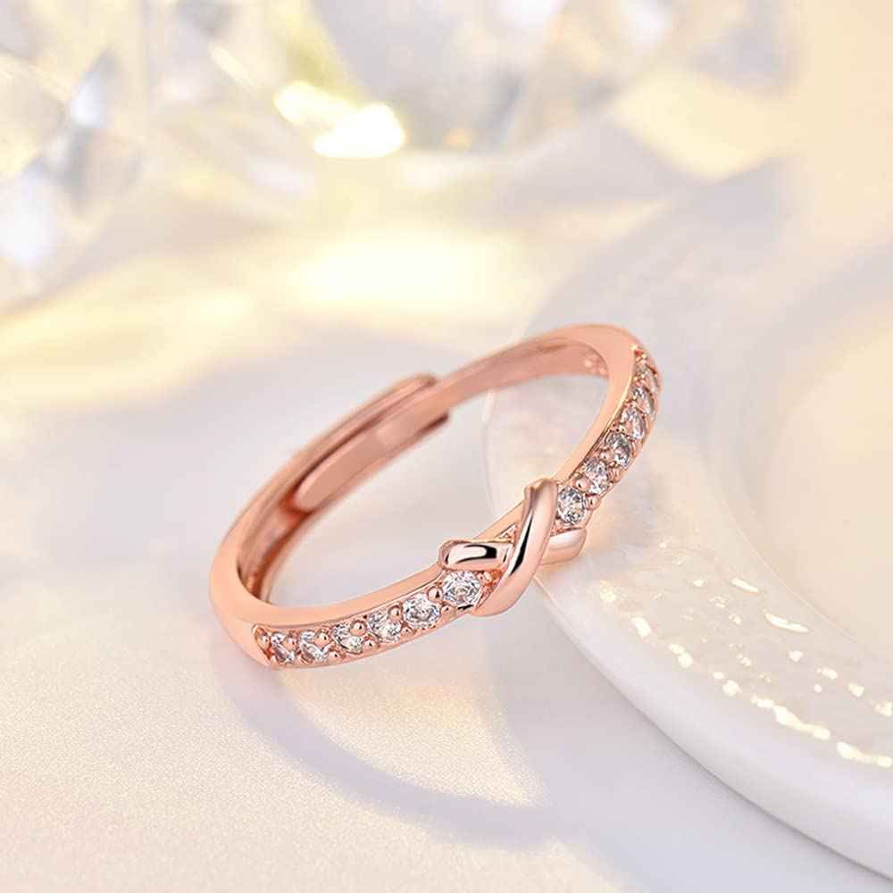 Shining Diva Fashion Latest Stylish Rose Gold Plated Adjustable Solitaire Ring for Women and Girls (11922r)