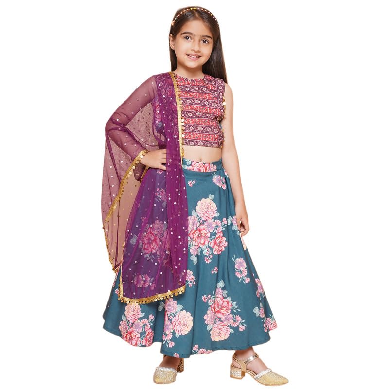 Ahalyaa Girl's Polyester Kids Lehenga Choli (87K-753COM-KDBLSKDU-5-6Y5-6Y)