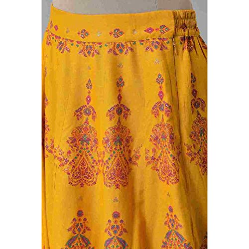 W for Woman Dark Yellow Ethnic Motif Glitter Skirt