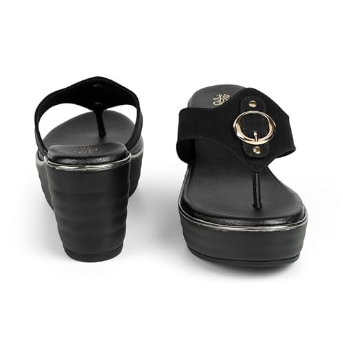 tresmode ROUGE Black Women's Dress Wedge Sandals in Size 6 UK / 39 EU