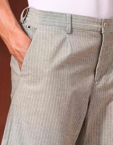 U.S.Polo Association Men's Vertical Striped Slim Fit Chino Shorts Green