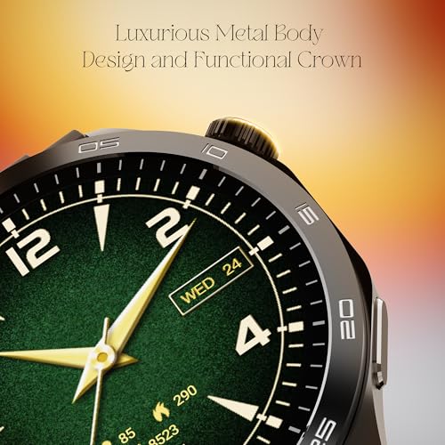 boAt Enigma Radiant Luxury Watch for Man w/1.43"(3.63 cm) AMOLED Display, AOD, Premium Metal Build, Round Dial, 200+Watch Faces, Upto 7 Days Battery Life, Fitness smartwatch for Men (Active Black)