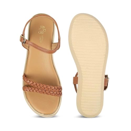 tresmode LEVE Tan Women's Dress Wedge Sandals in Size 6 UK / 39 EU