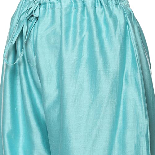 BIBA Women's Ethnic Turquoise Cotton Kurta Suit Set (Size_2XL)