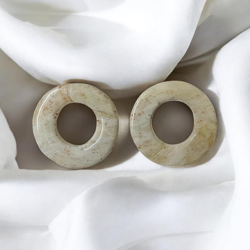 Accessher Aesthetic Cream Coloured Circular Statement Earrings/Handmade Polymer Clay Earrings for Women and Girls