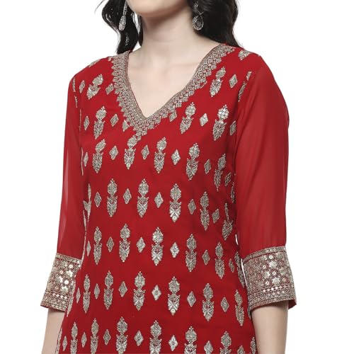 Biba Women's Polyester Kurta Set (SKDMEWAR10864SS25RED_Red