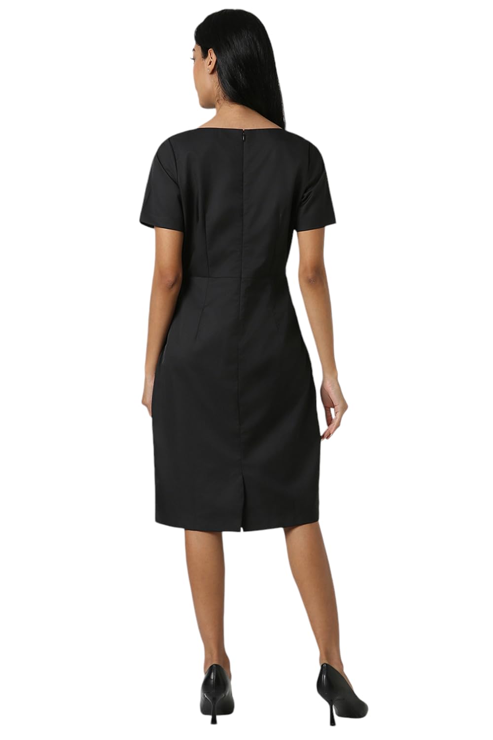 Van Heusen Women Women's Polyester Blend Modern Above The Knee Dress (VWDRCRGFY60768_Black