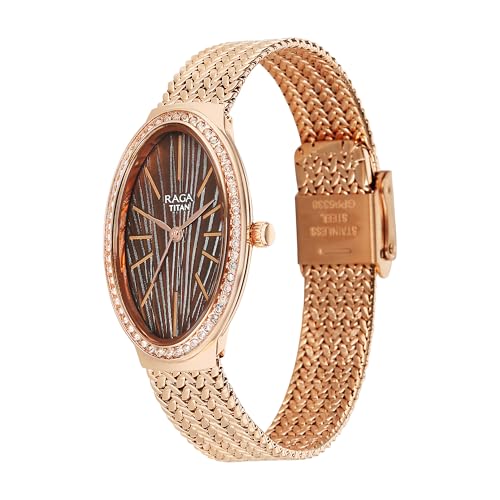 Titan Raga Glimmers Quartz Brown Shaped Dial Women's Watch | Water Resistant Watch | Watches for Women Analog - 95338WM01F
