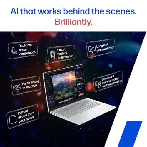 HP Omnibook 3, Snapdragon X Processor 45 TOPS (16GB LPDDR5x,512GB SSD) 2K WUXGA, Anti-Glare, 14''/35.6cm, Win 11, M365*Office 24,Silver,1.42kg, hz0026QU, Lighter mini Charger, FHD IR Camera, AI Laptop