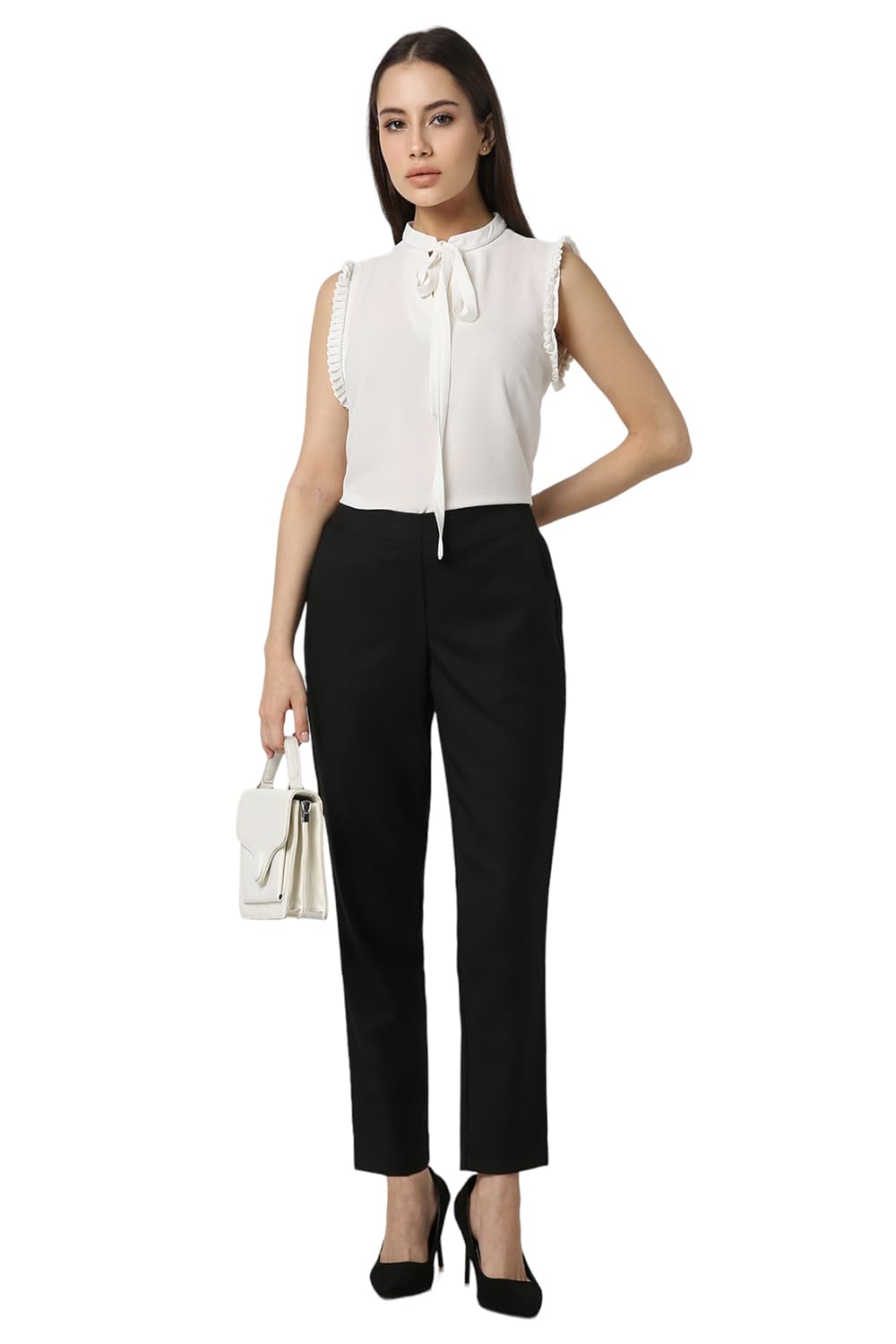 Van Heusen Women's Regular Casual Pants (VWTFCRGBO09178_Black