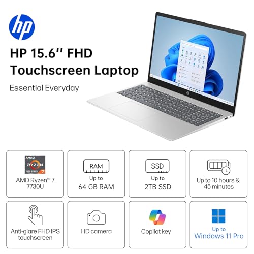 HP i5 Laptop, Intel 10-Core i5-1335U with Lifetime Microsoft Office, 16GB RAM 512GB SSD, Windows 11, Fast WiFi 6E, Numeric Keypad, Long Battery Life, Ethernet Port, Laptop for Business&Student