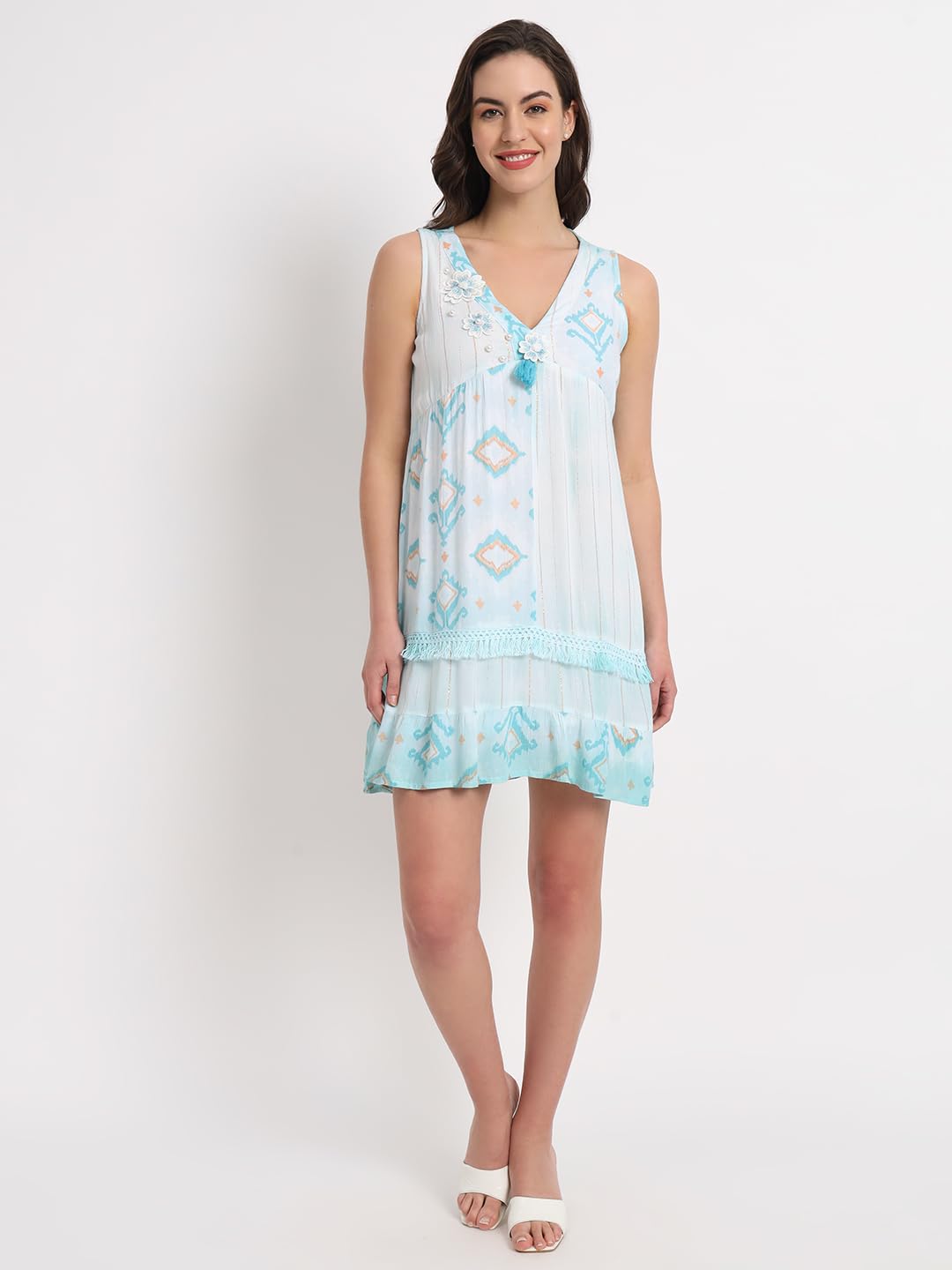 veldress21 Women Dress Short Stylish Beachwear Casual Summer Dress Trendy Collage Regular,Office Collage Wear Multicolor for Girls (L)