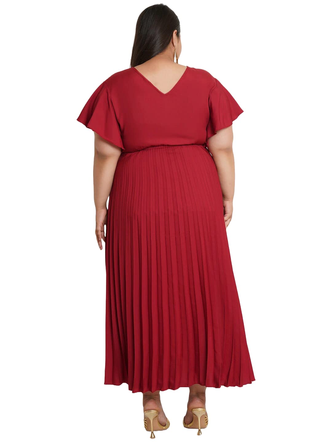 U&F Women Plus Size Maxi Party Dress Maroon