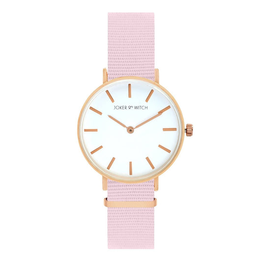 Joker & Witch Paris 32mm White Dial 14mm Pink Synthetic Strap Watch for Women