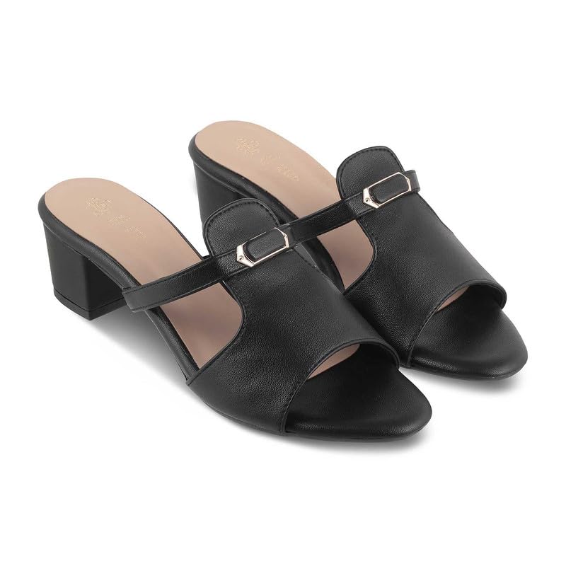 tresmode 239-MISO BLACK WOMEN DRESS BLOCK HEEL SANDALS EU/39 UK/6
