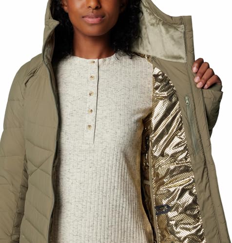 Columbia Womens Joy Peak II Hooded Jacket, Stone Green, XXL