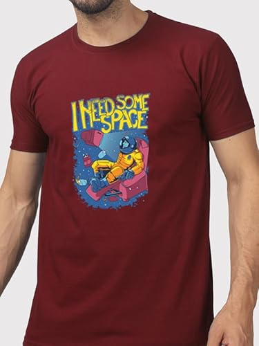T-70 Men's Comfortable Graphic Printed Round Neck Poly-Cotton T-Shirt | Color - Mahroon | Size - 4XL