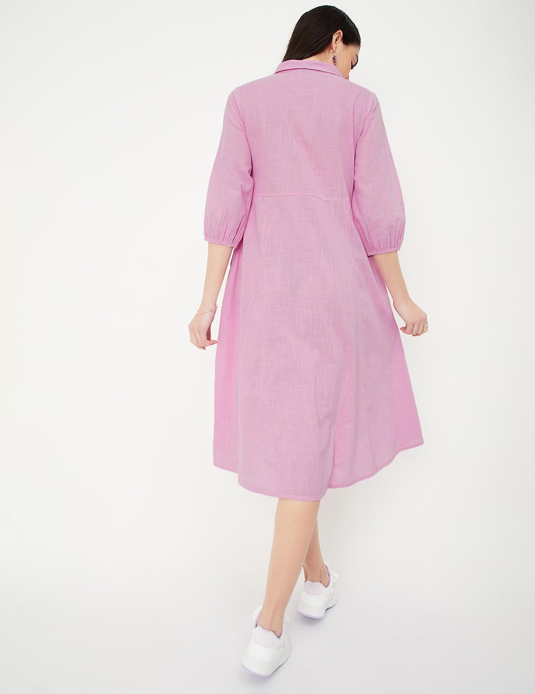 Max Women Solid Shirt Dress (MDDRS41006LAVENDER)_S