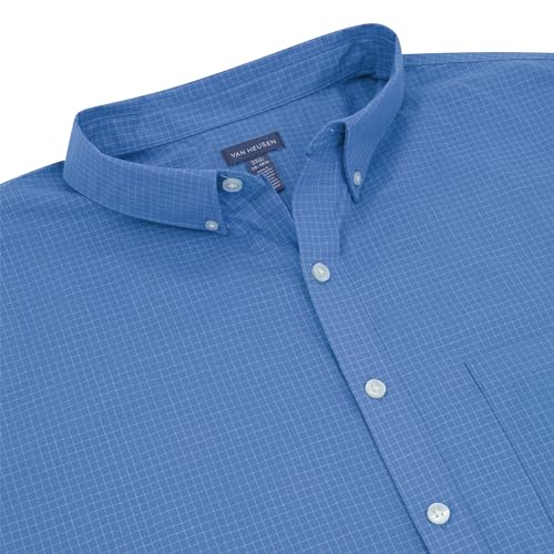 Van Heusen Men's Big and Tall Wrinkle Free Short Sleeve Button Down Shirt, Riviera Blue, 4X-Large Big