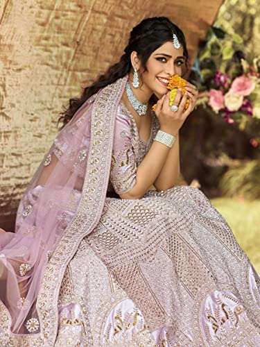 FUSIONIC Women Velvet Lehenga Choli Semi-Stitched Baby Pink Free Size
