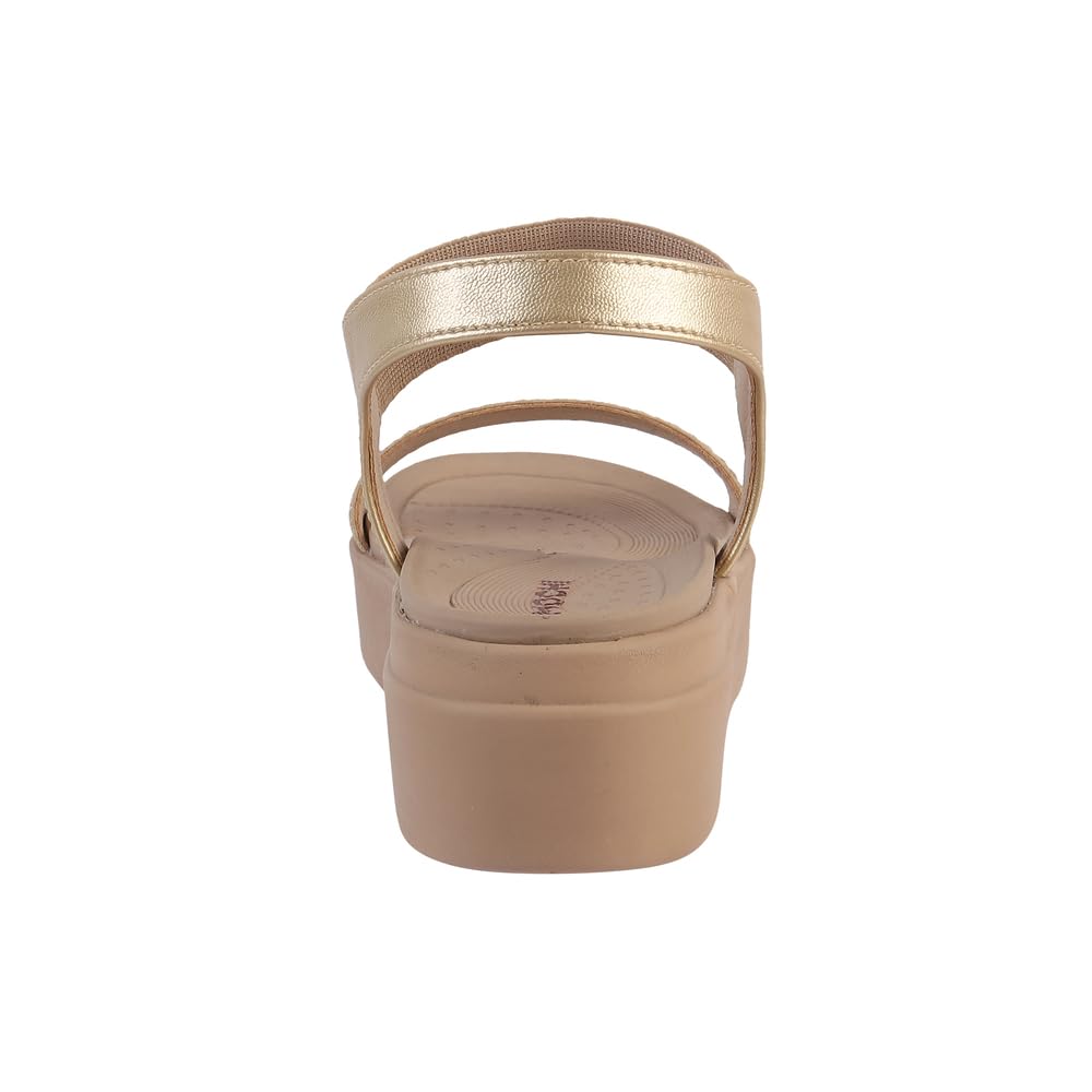 Mochi Women Gold Wedge Heel Comfort Sandal UK/6 EU/39 (34-924)