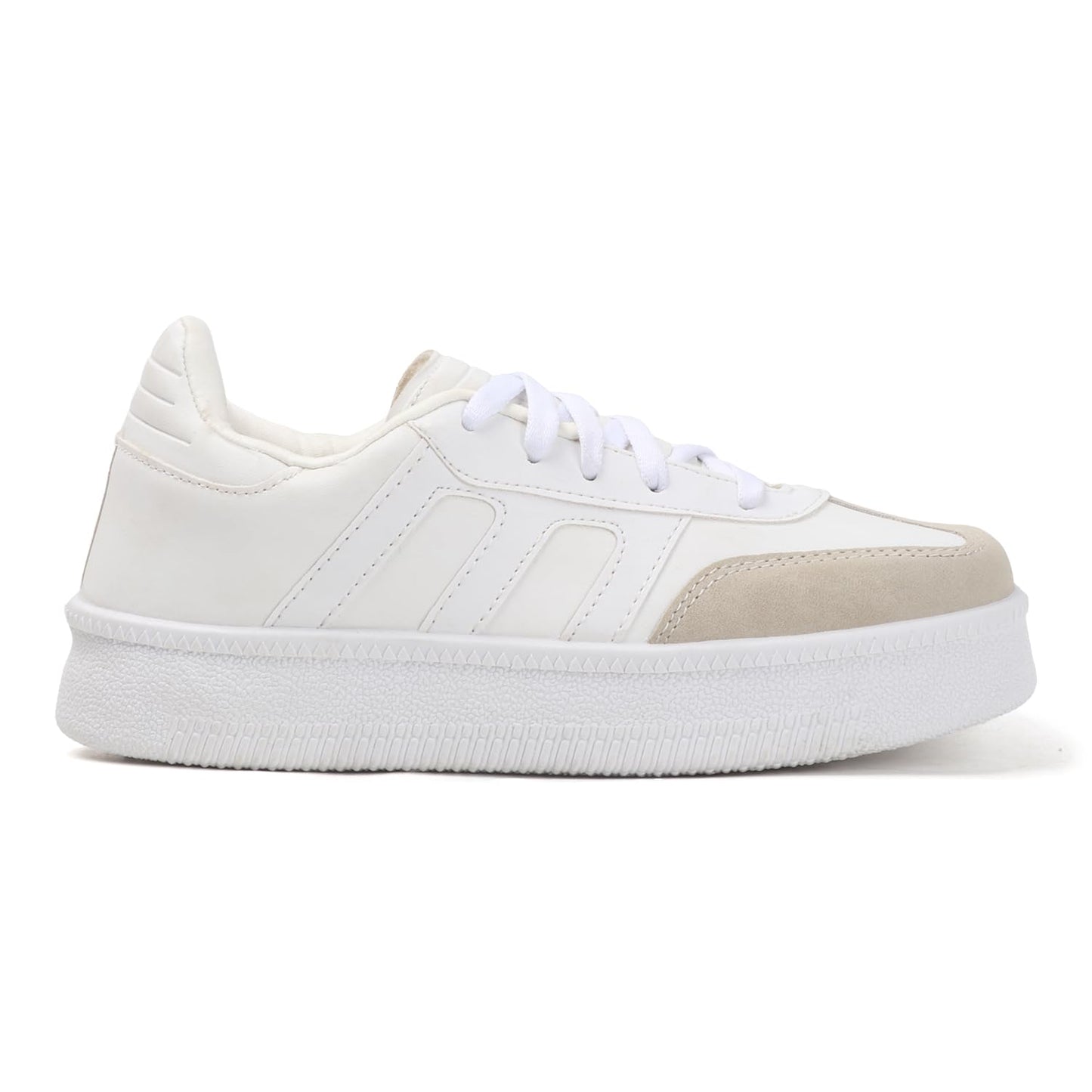 Vendoz Women Sneaker | Cushioned Insole for Comfort | Stylish Lace-Up Design | Lightweigh & Perfect for Casual Outfit for Girls CNV7030WT-36 White