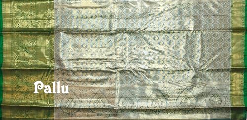 VFCollections Women's Kanchipuram Silk Pure Pattu Sarees With Blouse (VFC630-3)