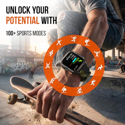Fastrack Xtreme S Rugged Smart Watch with 1.93" AMOLED Square Display, BT Calling, 24/7 Health Suite, IP67, 60Hz Dynamic Refresh Rate, Vitality Index, Hydration Alert, Large Battery - Camo Green