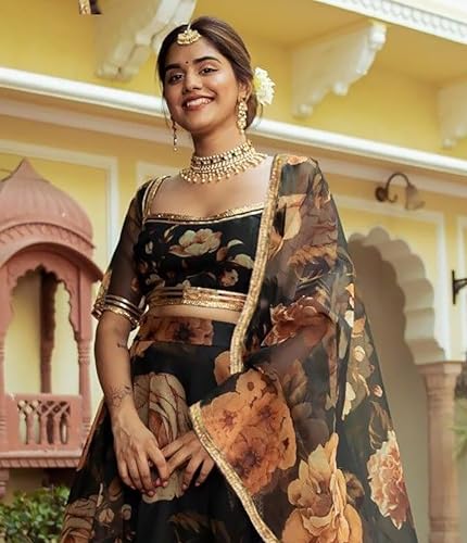 KRUNAL ENTERPRISE Semi Stitched Lehenga Choli with Dupatta Set, Printed Design