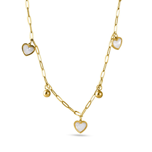 PALMONAS Hearts of Pearl Necklace for Womens - Waterproof & Anti-Tarnish, Gift for Girls & Women