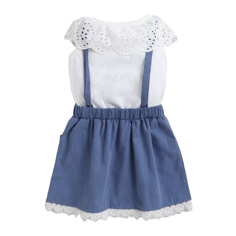 Hopscotch Girls Knee Length Casual Dresses In White Color For Ages 5-6 Years