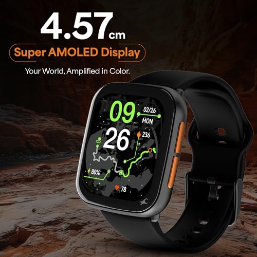 Fastrack Navstar 1.85" AMOLED Square Display Smart Watch with GPS, Offline Voice Command, AI Enabled, 100+ Sports Mode, BT Calling, IP68 Water Resistant Upto 5 Days Battery Life -Midnigt Blue