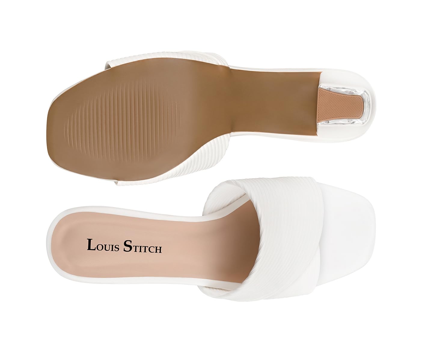 LOUIS STITCH Women’s White Block Heel Sandals | Comfortable Sandal for Ladies | LSOF-LDBH-TXMUWH |