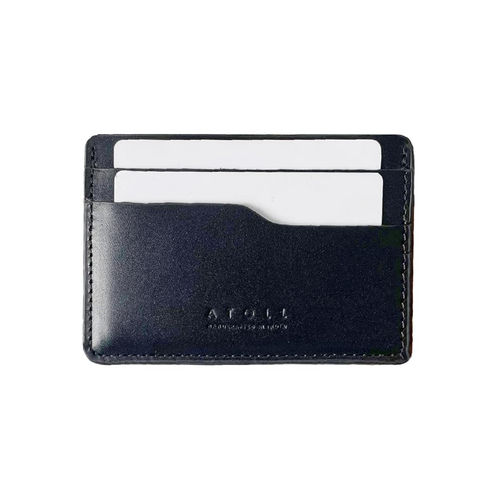 Atoll Leather Slim Card Holder Wallet for Men, Minimalist Credit Card Holder, Genuine Leather Stylish Card Wallet for Men, 3 Card Slot and Large Cash Compartment (Black)