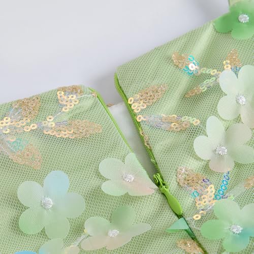 Hopscotch Girls Green Sleeveless Floral Applique Dress for Age (3-4 Years)