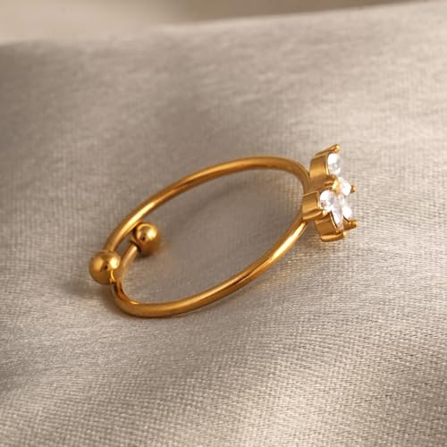 PALMONAS Floral Harmony Ring for Womens (Size - One Size) - Waterproof & Anti-Tarnish, Gift for Girls & Women