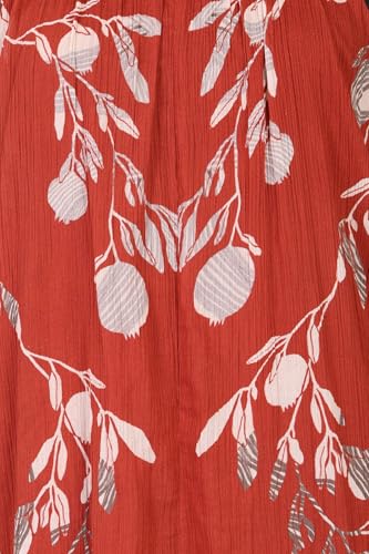 W for Woman Red Floral Printed Pure Cotton Sleeveless Flared Dress - (W13549-122045-XL)